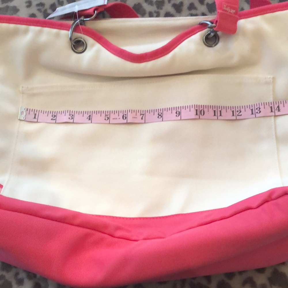 Thirty-One Canvas Crew Thermal Tote in Natural with Coral - Picture 12 of 16